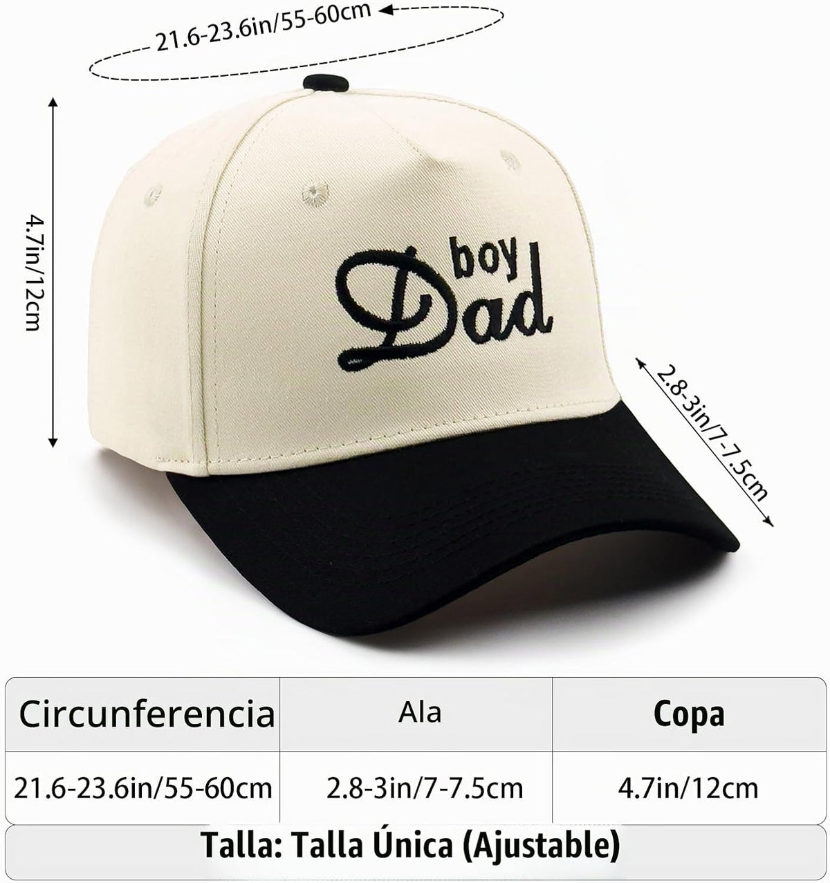 DYBICKT Gorra de béisbol bordada de dos tonos para niño, niña, papá...