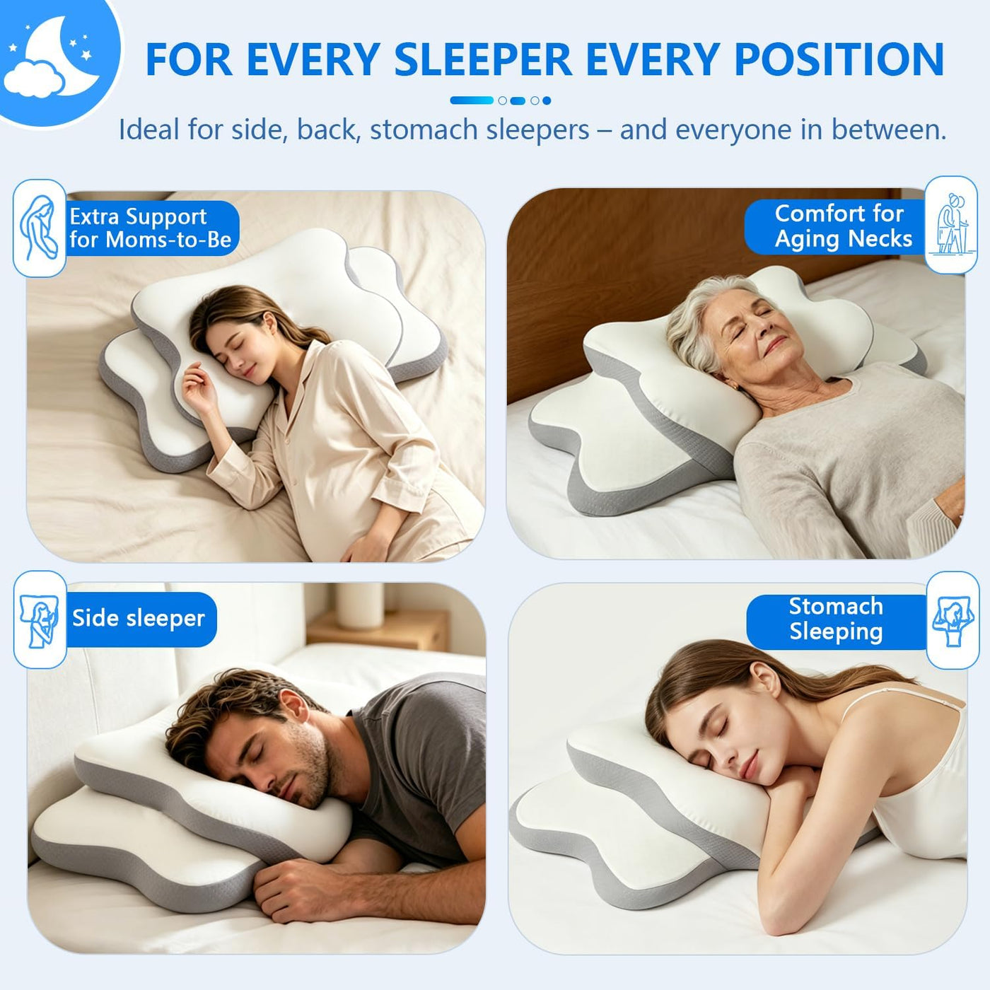 Almohada cervical para aliviar el dolor de cuello y dormir de lado...