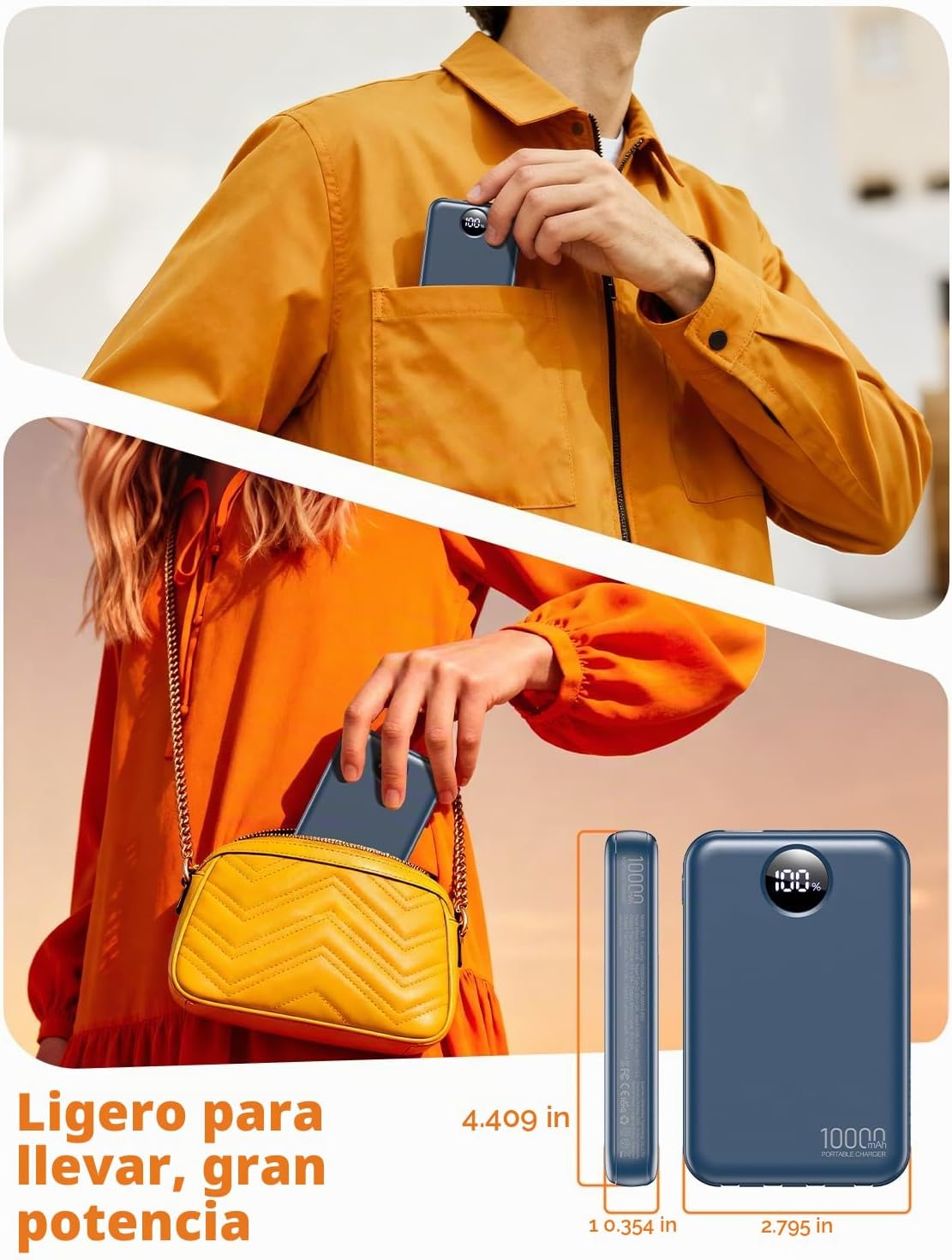 Zmmyuluo Cargador portátil 10000mAh con 4 cables incorporados 40% m...