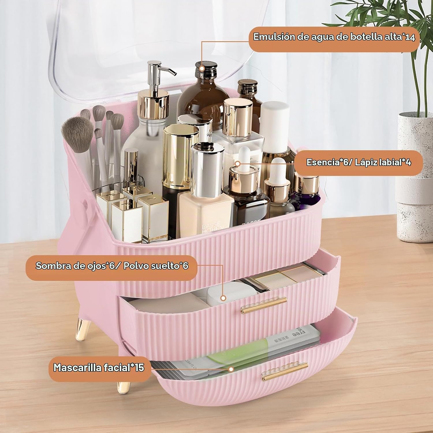 Organizador de maquillaje para tocador, organizador de cosméticos y...