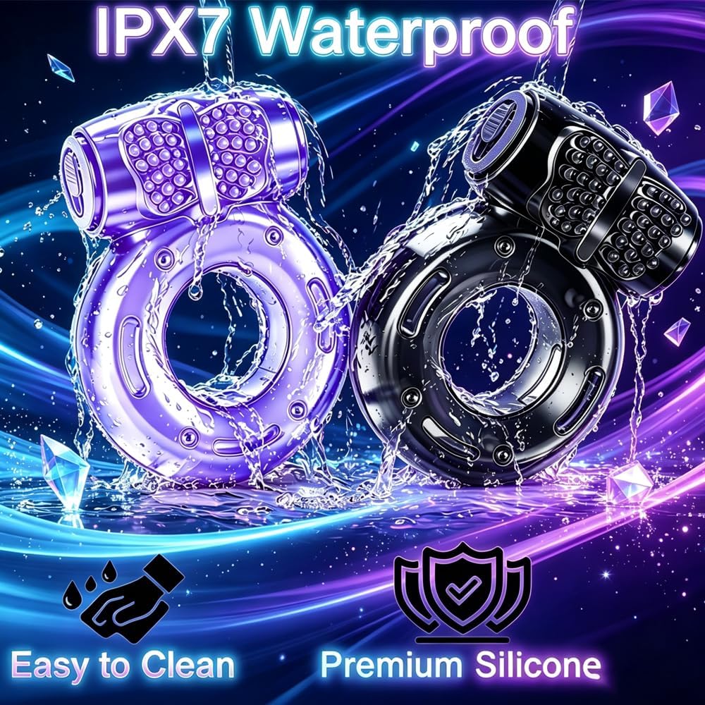 Juego de 6 anillos vibratorios para el pene impermeables, funda de...