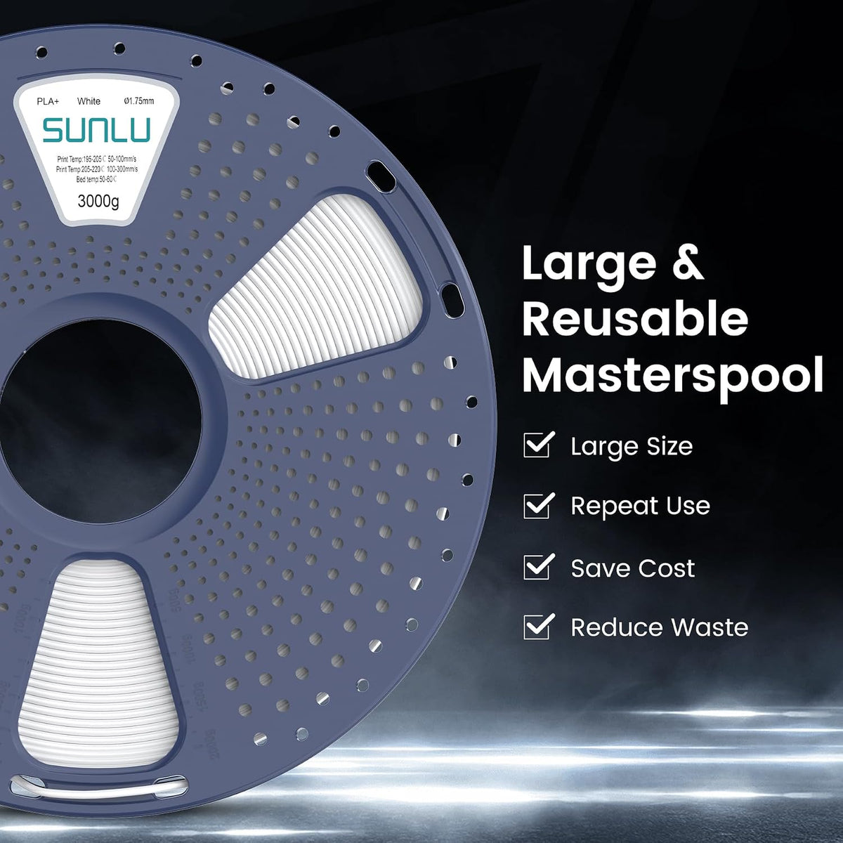 SUNLU Filamento PLA Plus para impresora 3D de 0.07 in, carrete gran...