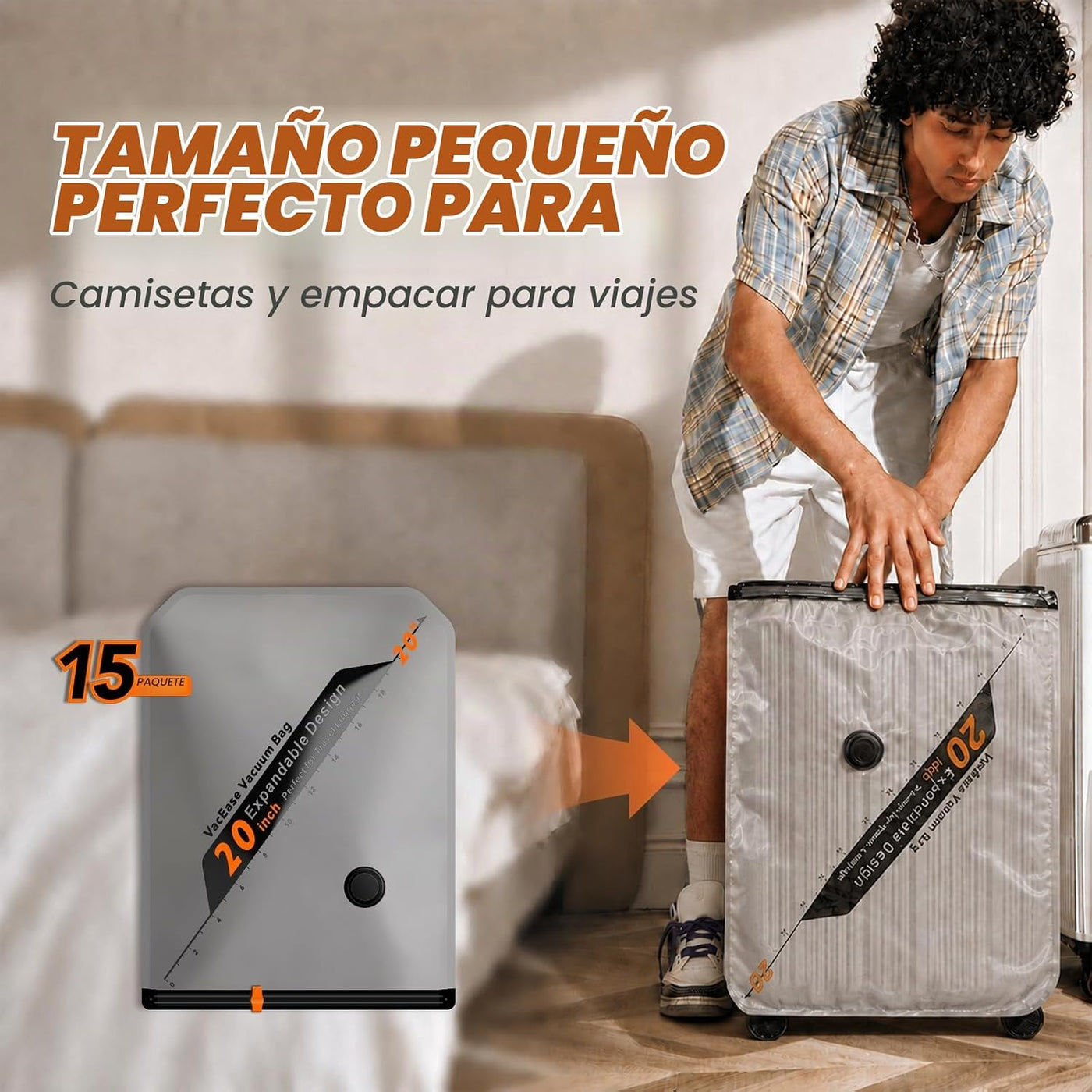 Juego de bolsas de almacenamiento de viaje con bomba inalámbrica re...