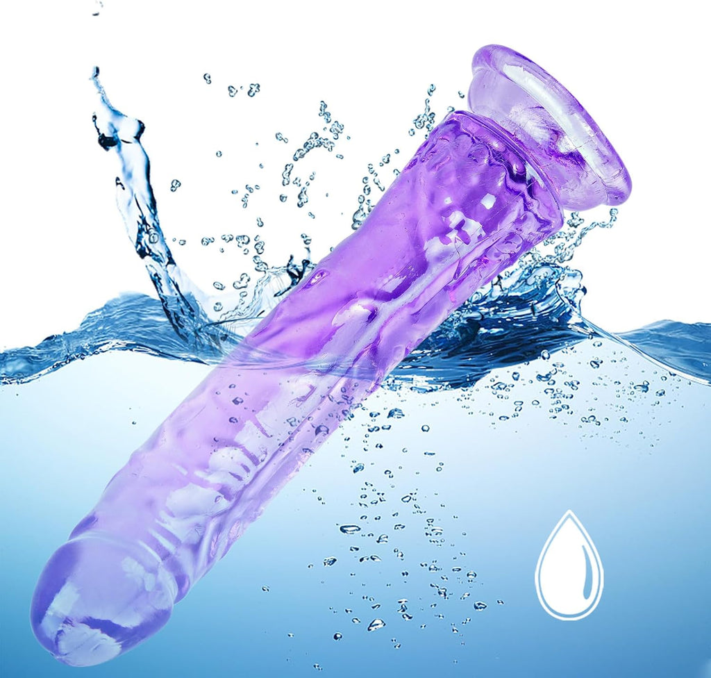 Juego de consolador realista morado (9.6\/7.4\/6.4 pulgadas), conso...