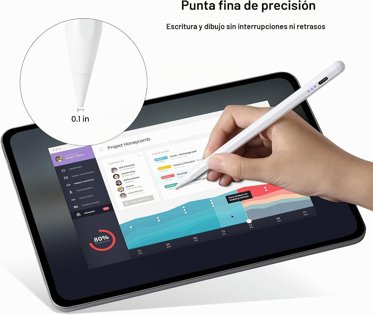 Lápiz para Apple Stylus Pen para iPad A16 rechazo de palma y sensib...