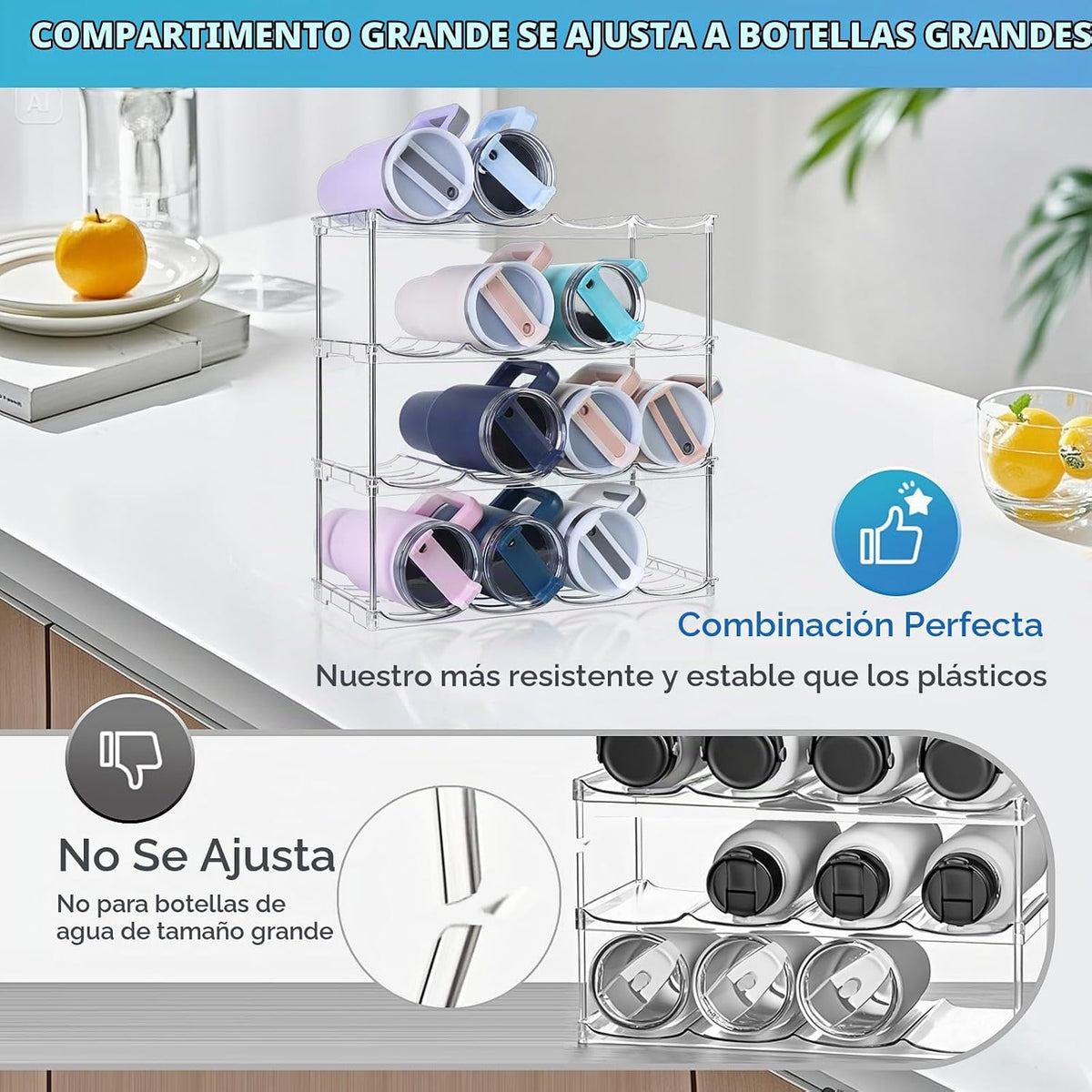 Organizador de Botellas de Agua Más Grande para Vaso Stanley de 40...