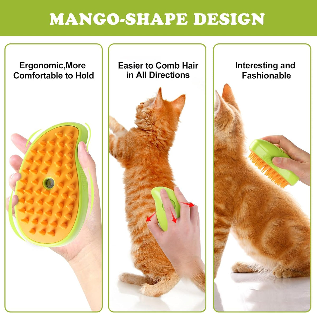 Cepillo de vapor para gatos, 3 en 1, peine de eliminación de pelo d...