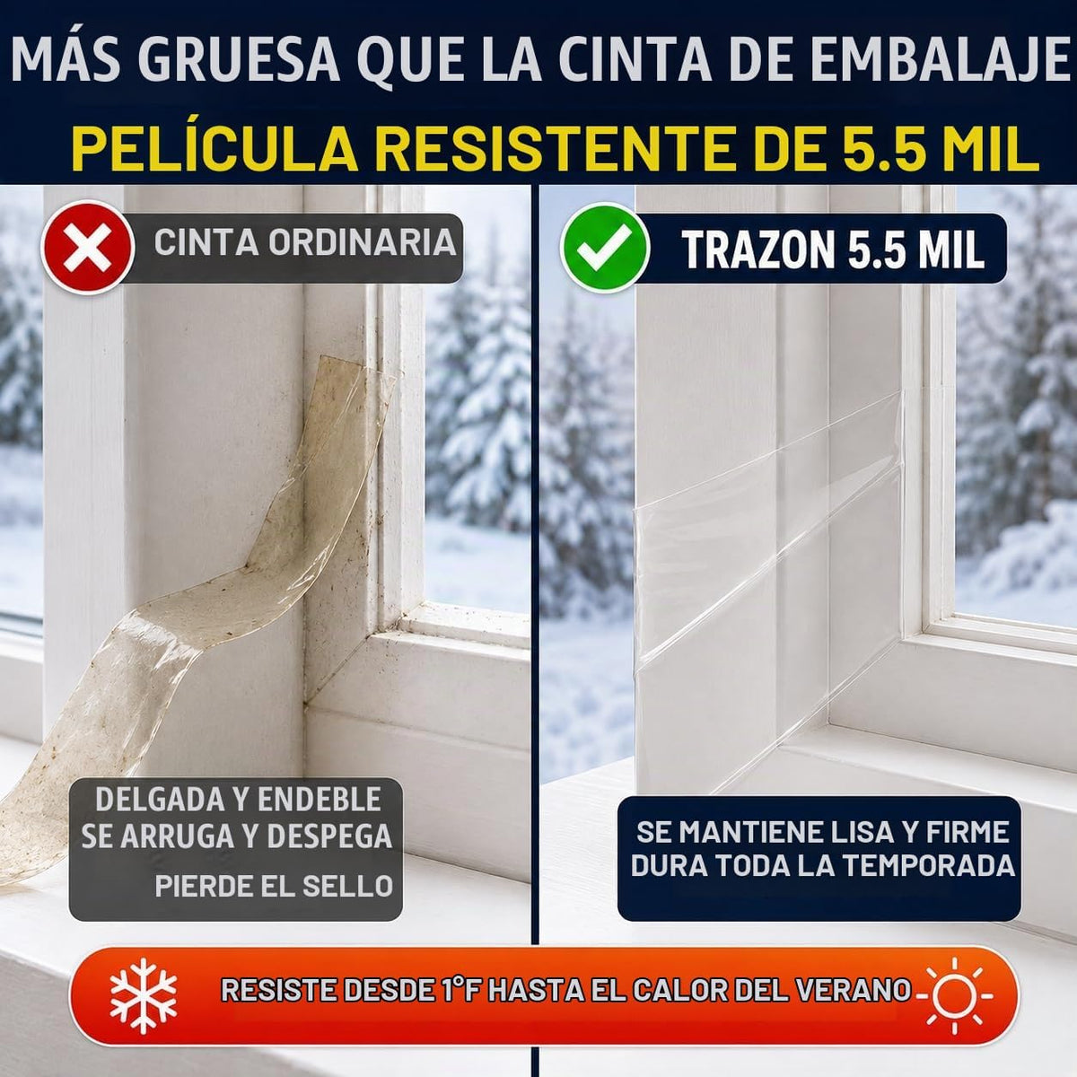 Cinta aislante ultra transparente para ventanas, 2 pulgadas x 35 ya...