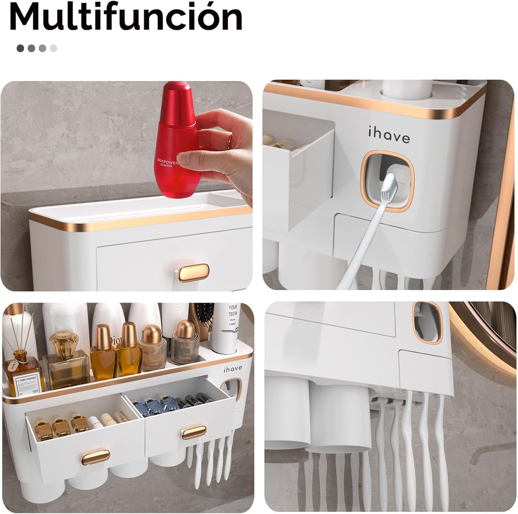 iHave Portacepillos de dientes para baños y dispensador de pasta de...
