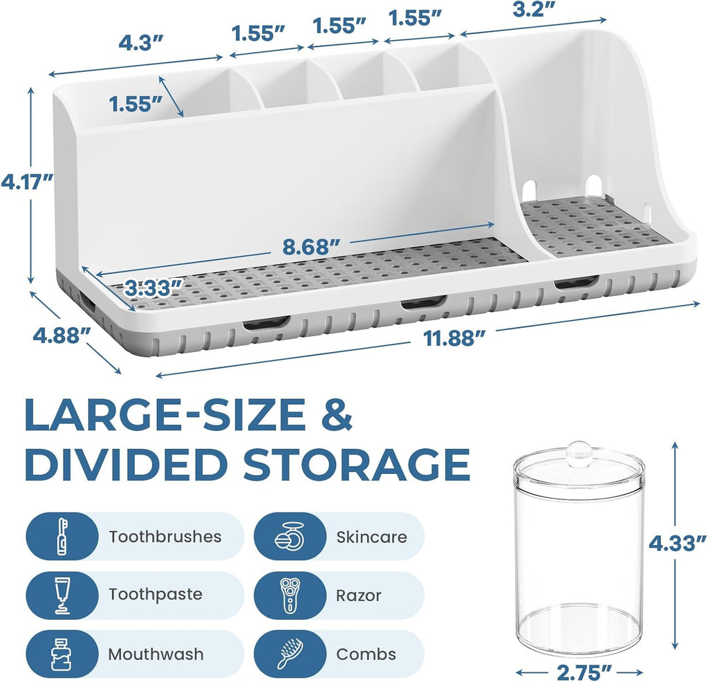 Organizadores y almacenamiento de mostrador de baño con 3 soportes...
