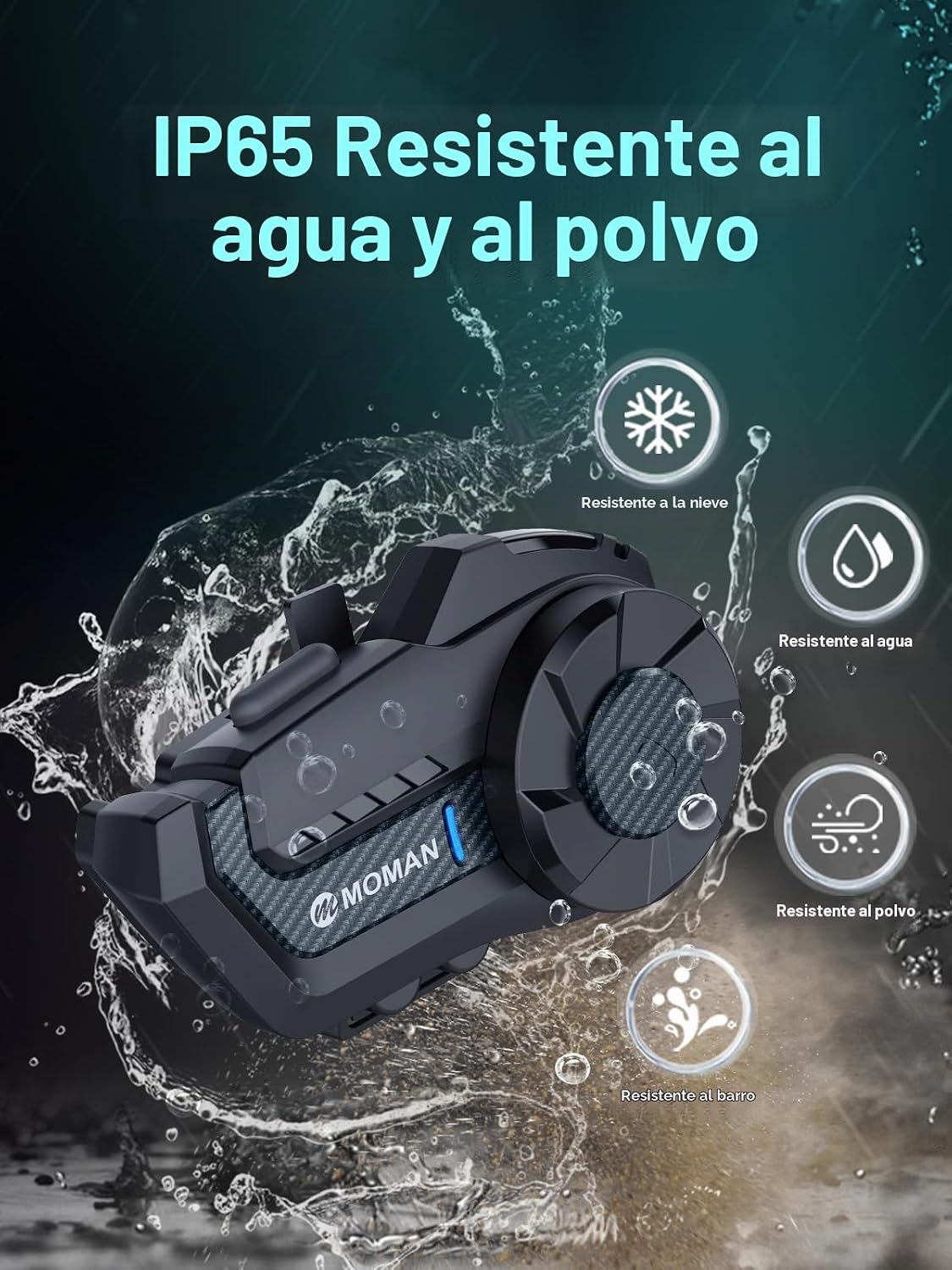 Moman Casco de Moto Intercomunicador, H2 Pro【Pack de 2 de Fibra de...