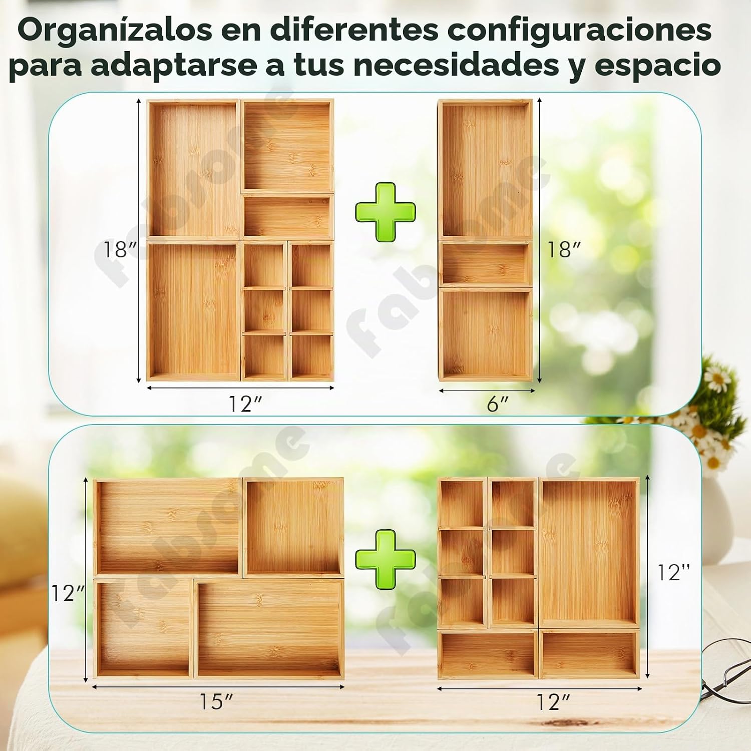 Fabsome Organizador de cajones, juego de 9 cajas de almacenamiento...