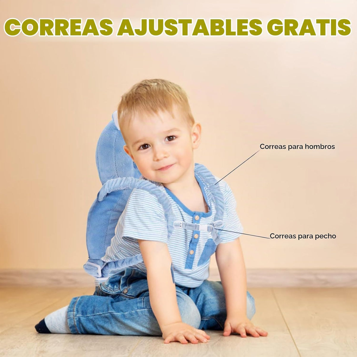 Mochila de protección para la cabeza del bebé, suave y cómoda, boni...