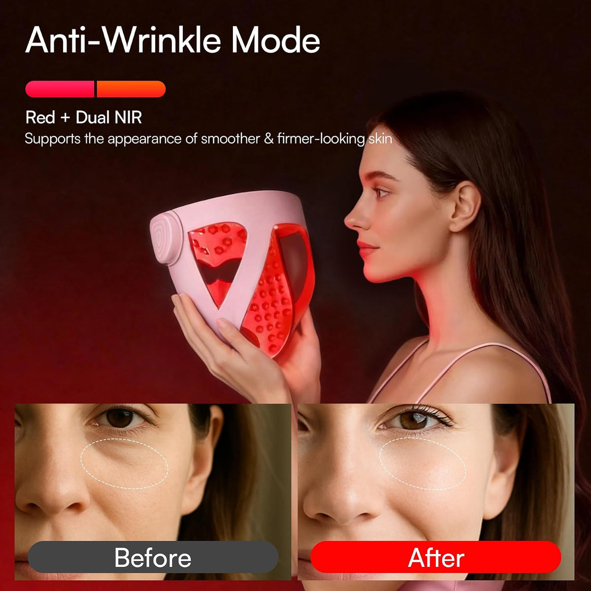 INIA Glow 4D Máscara inalámbrica de terapia de luz roja para cara,...