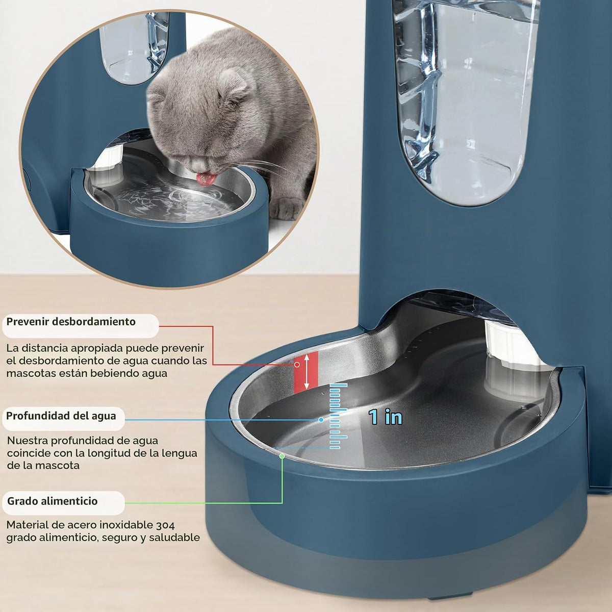 Paquete de 2 alimentadores automáticos para gatos y perros, dispens...
