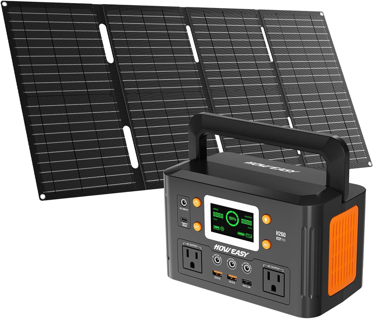 HOWEASY Estación De Energía Portátil 260W,Panel Solar Plegable 60W...
