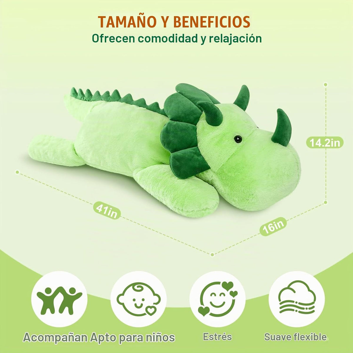 SuzziPals Triceratops de peluche gigante de 43 pulgadas, animal de...