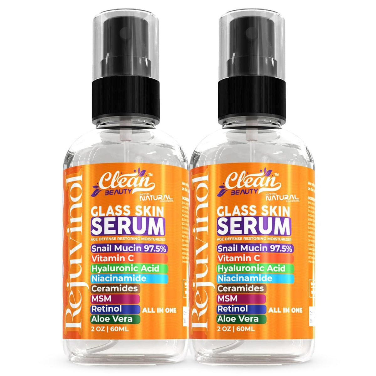 Clean Beauty Suero de mucina de caracol con vitamina C, suero facia...