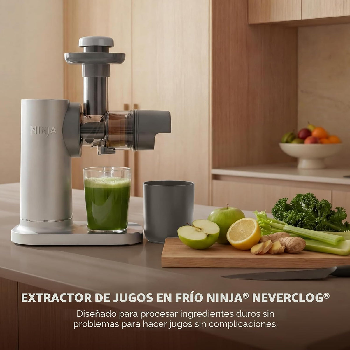 Ninja NeverClog Exprimidor de prensado en frío, poderoso exprimidor...