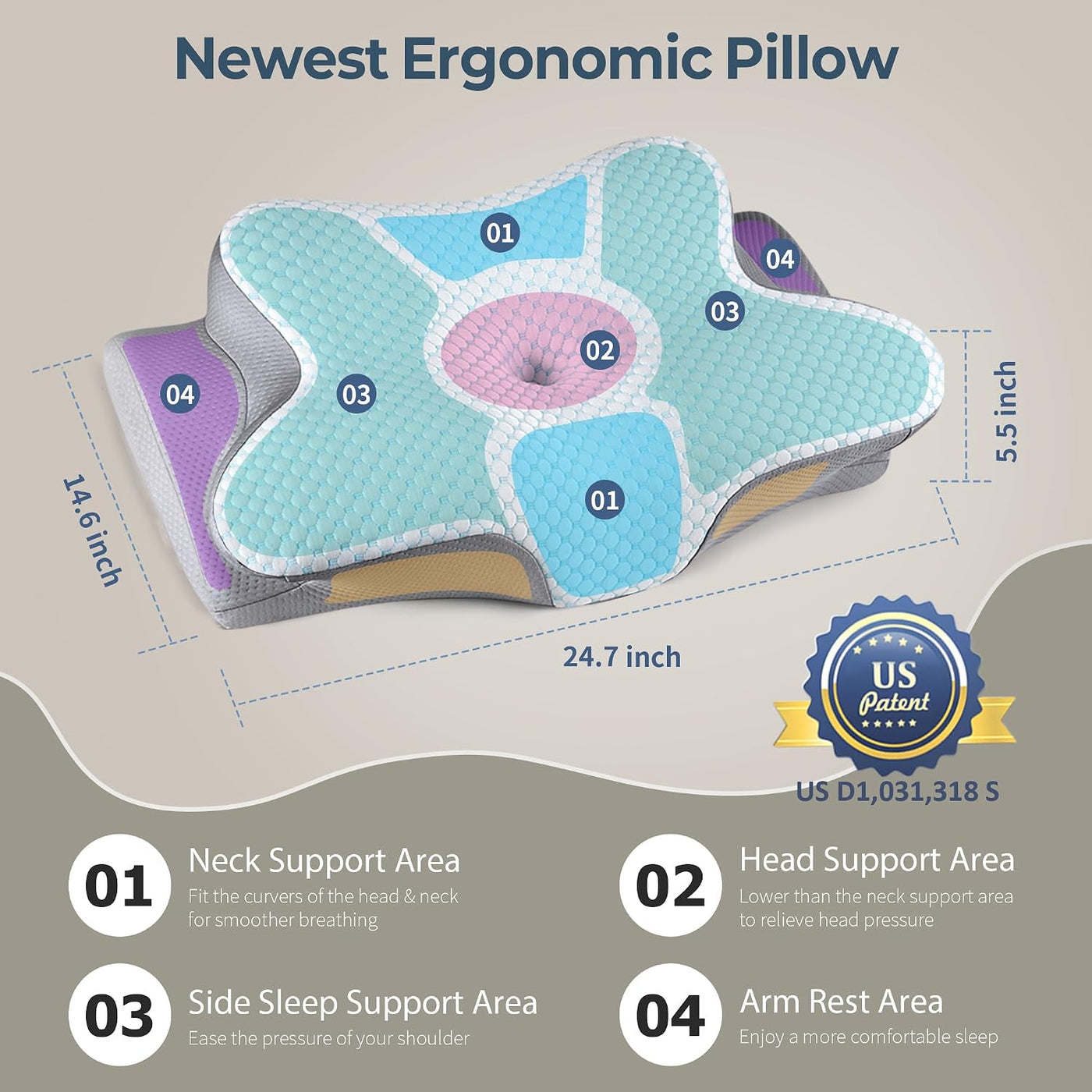 Almohada cervical para aliviar el dolor de cuello, almohada cervica...