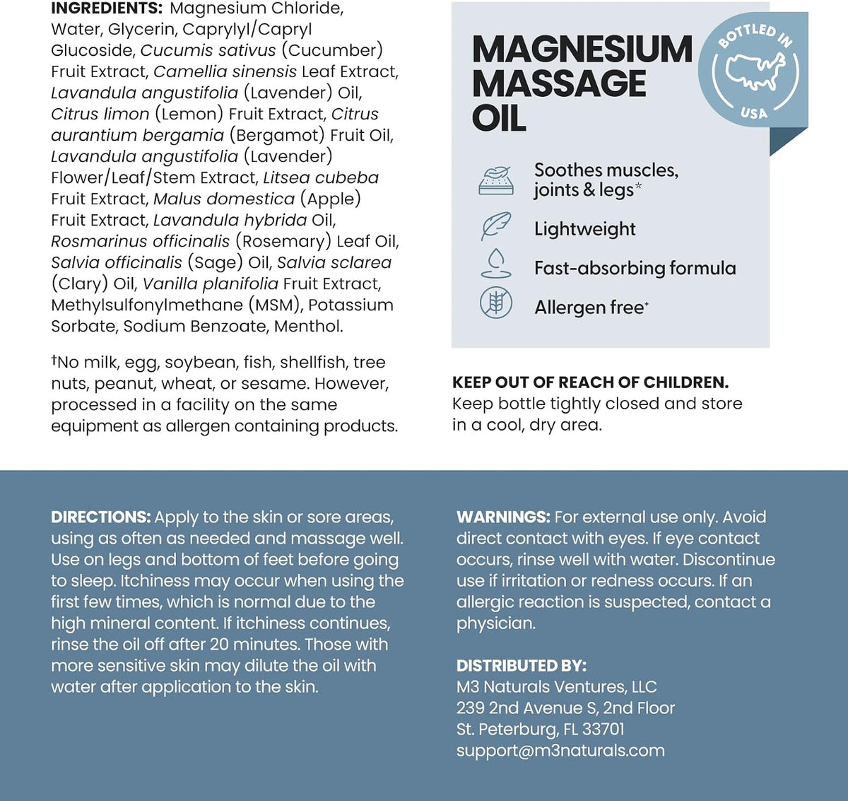 Aceite de masaje de magnesio para dolores musculares y calambres en...