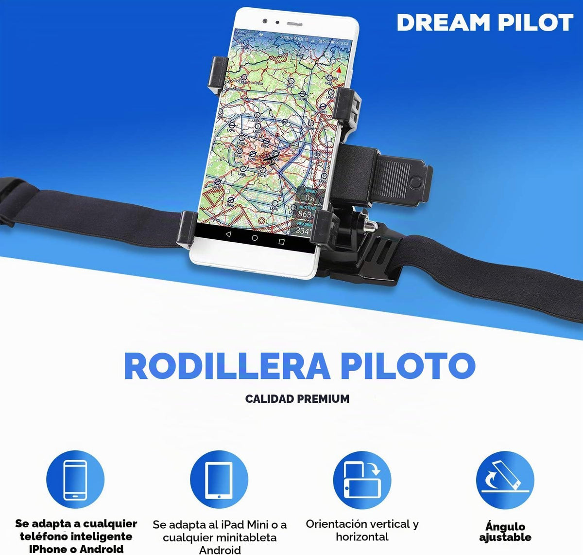 Pilot Kneeboard para teléfonos inteligentes, mini tabletas, iPhone,...