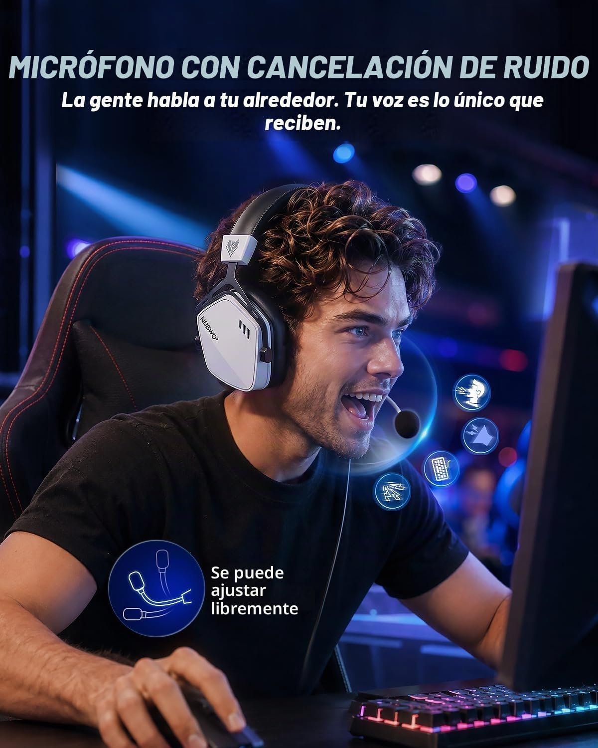 NUBWO HG03 Auriculares con cable para juegos para PC, micrófono con...