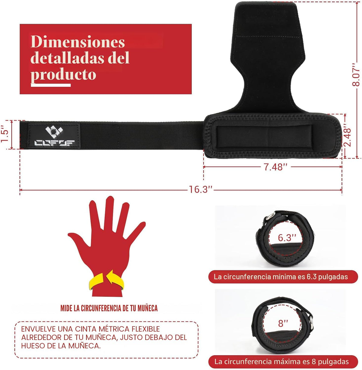 Correa de muñeca de levantamiento de pesas, cuero de doble capa par...
