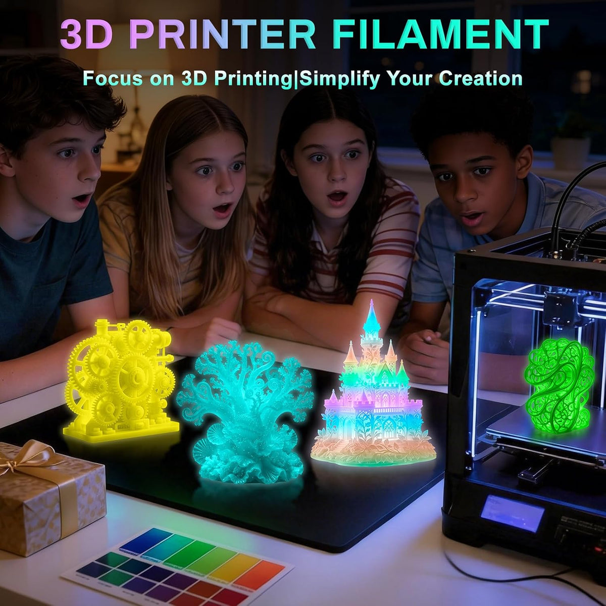 Frucindra Filamento de impresora 3D PLA+ que brilla en la oscuridad...