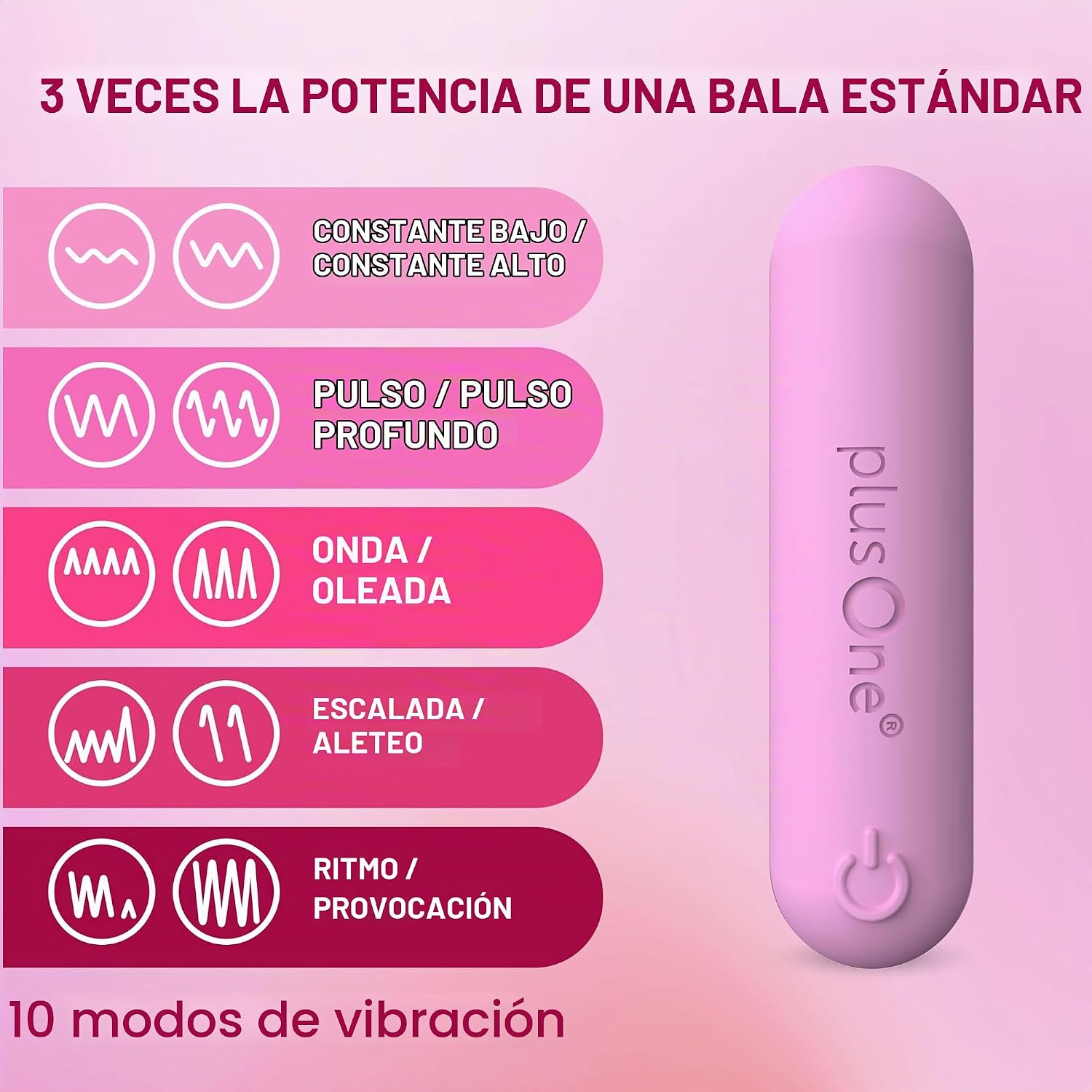 plusOne Vibrador bala para mujer - Mini vibrador de silicona, rosa...
