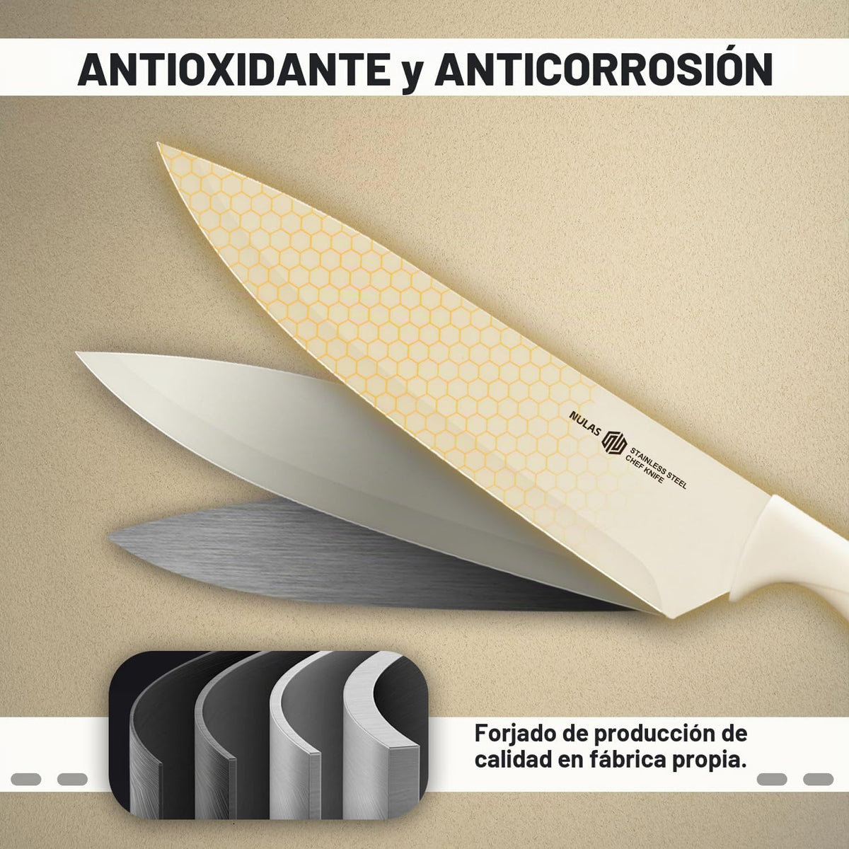 NULAS Juego de cuchillos de cocina de 8 piezas con bloque universal...