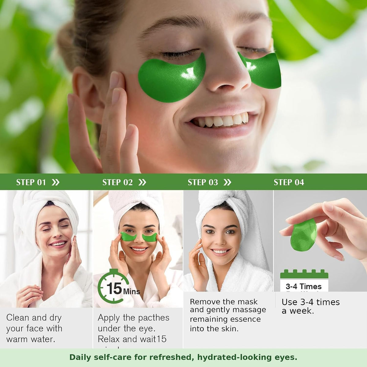 Parches debajo de los ojos de té verde de Enaskin Naturals para hin...