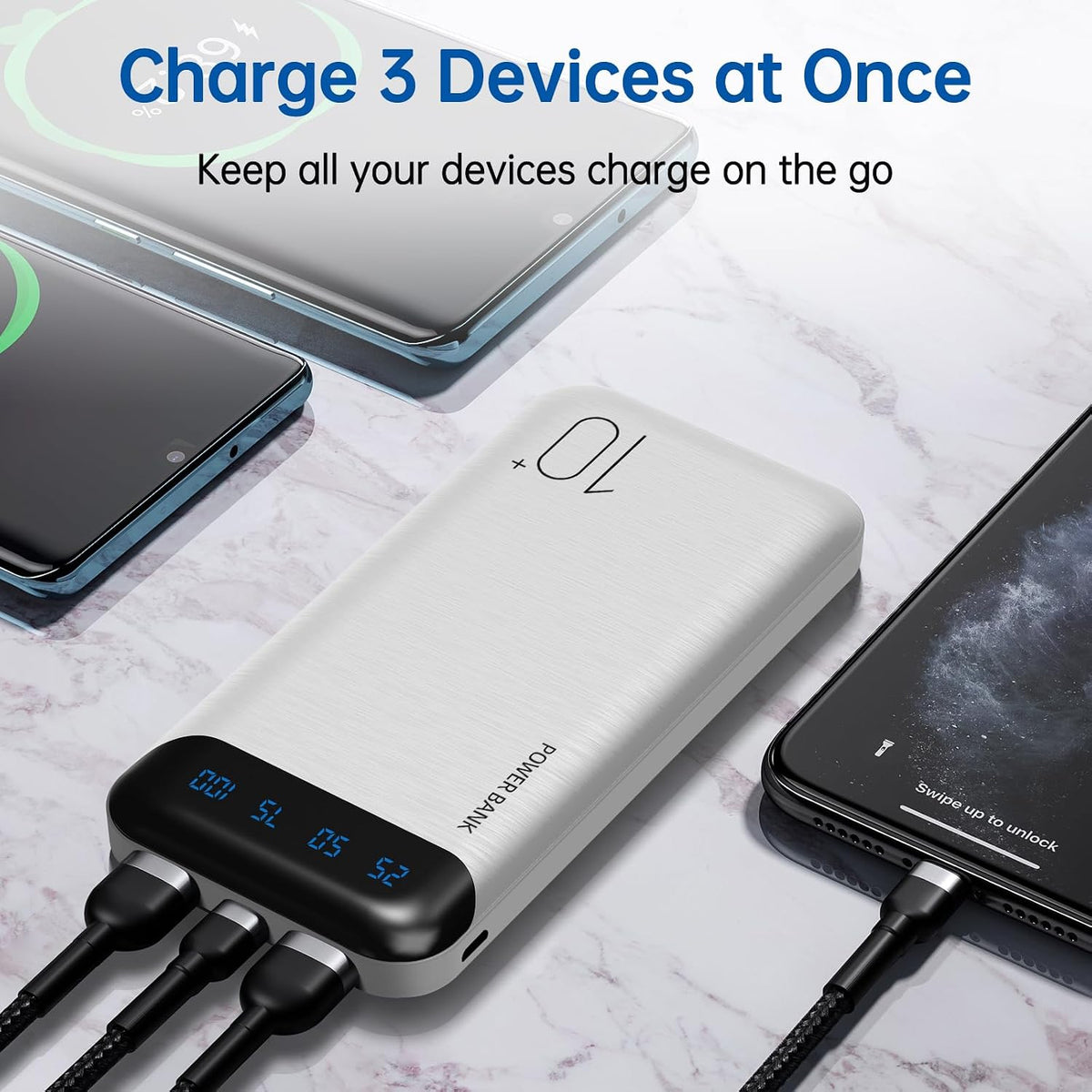Power Bank - Cargador portátil de 10000 mAh, batería externa delgad...