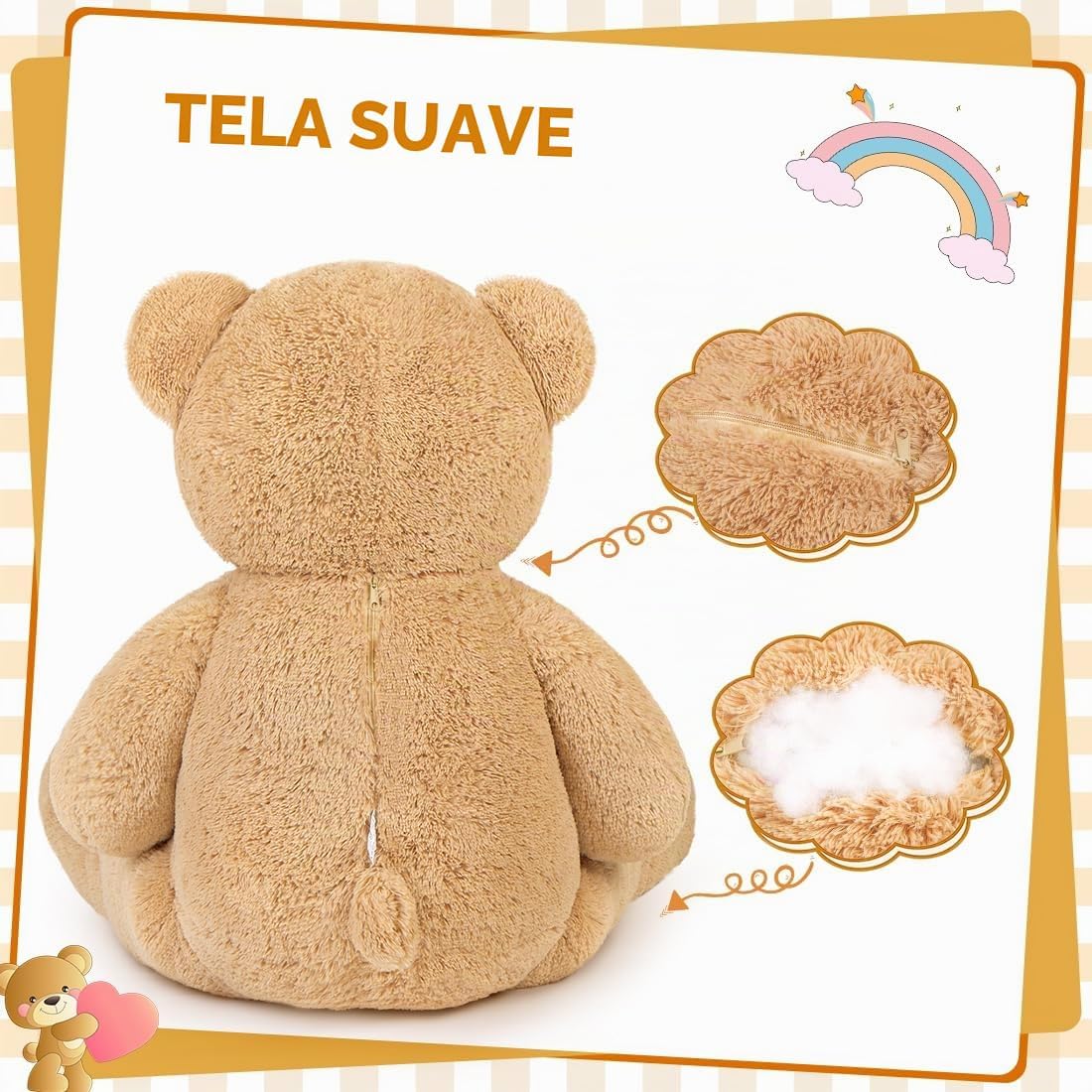 Oso de peluche gigante de 4 pies, lindo animal de peluche grande, 5...