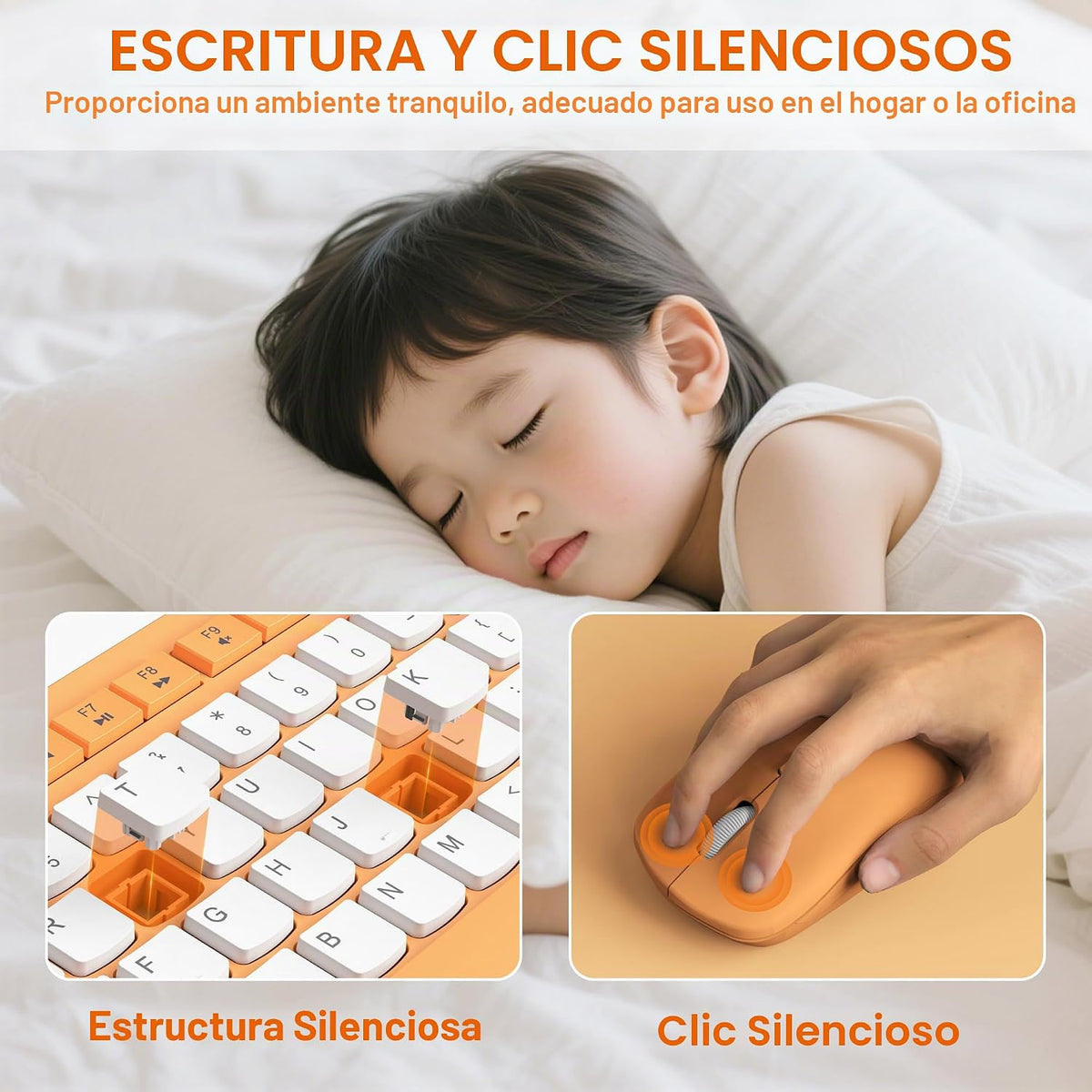 Teclado inalámbrico y mouse combinado silencioso para oficina y hog...