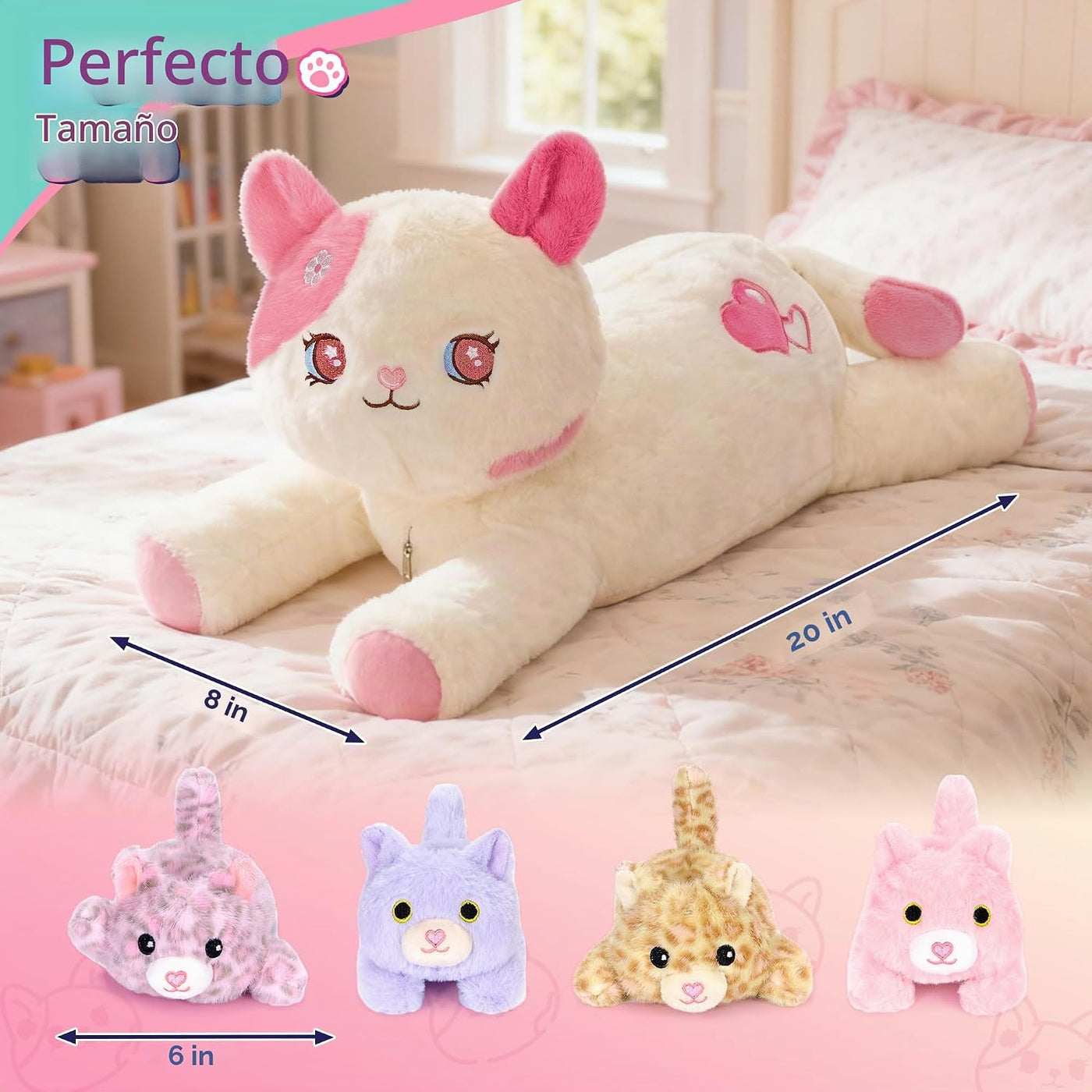 Onsoyours Peluche de gato original de 5 piezas con bebés en el inte...