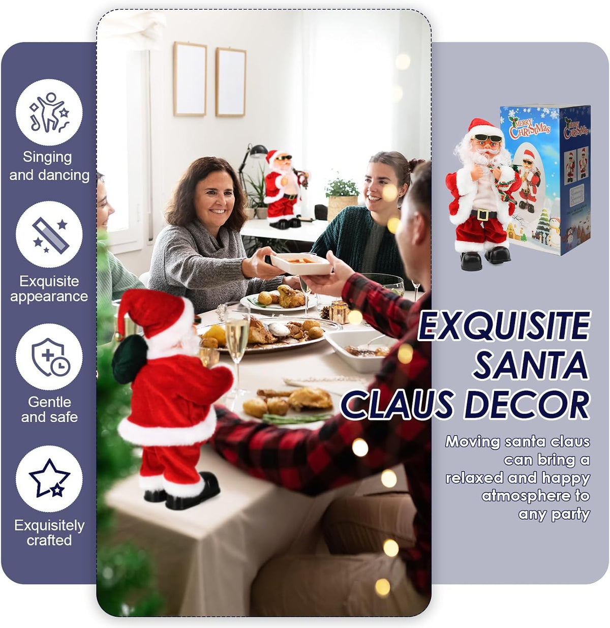 Muñeco de Papá Noel eléctrico Gfilay con barriga y pies que se muev...