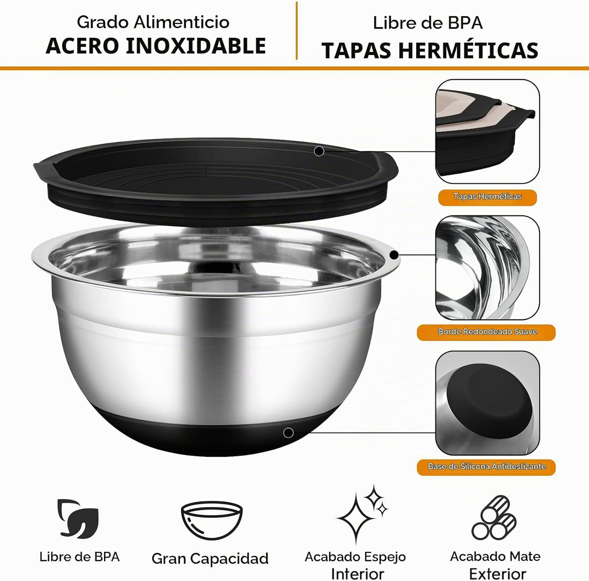 CHAREADA Tazones para mezclar con tapas herméticas, juego de 18 pie...