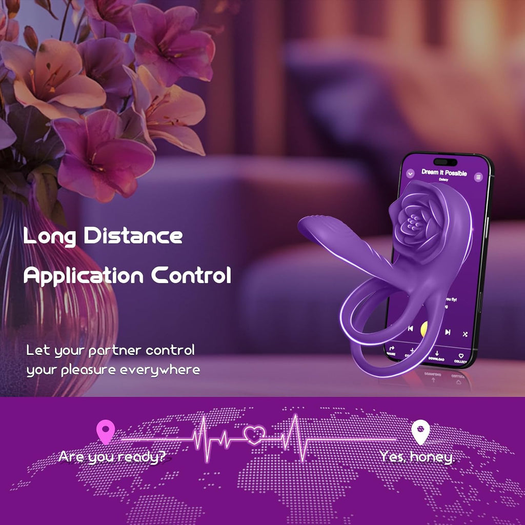Juguete Sexual Rosa para Hombres y Mujeres - Anillo Vibrador para P...