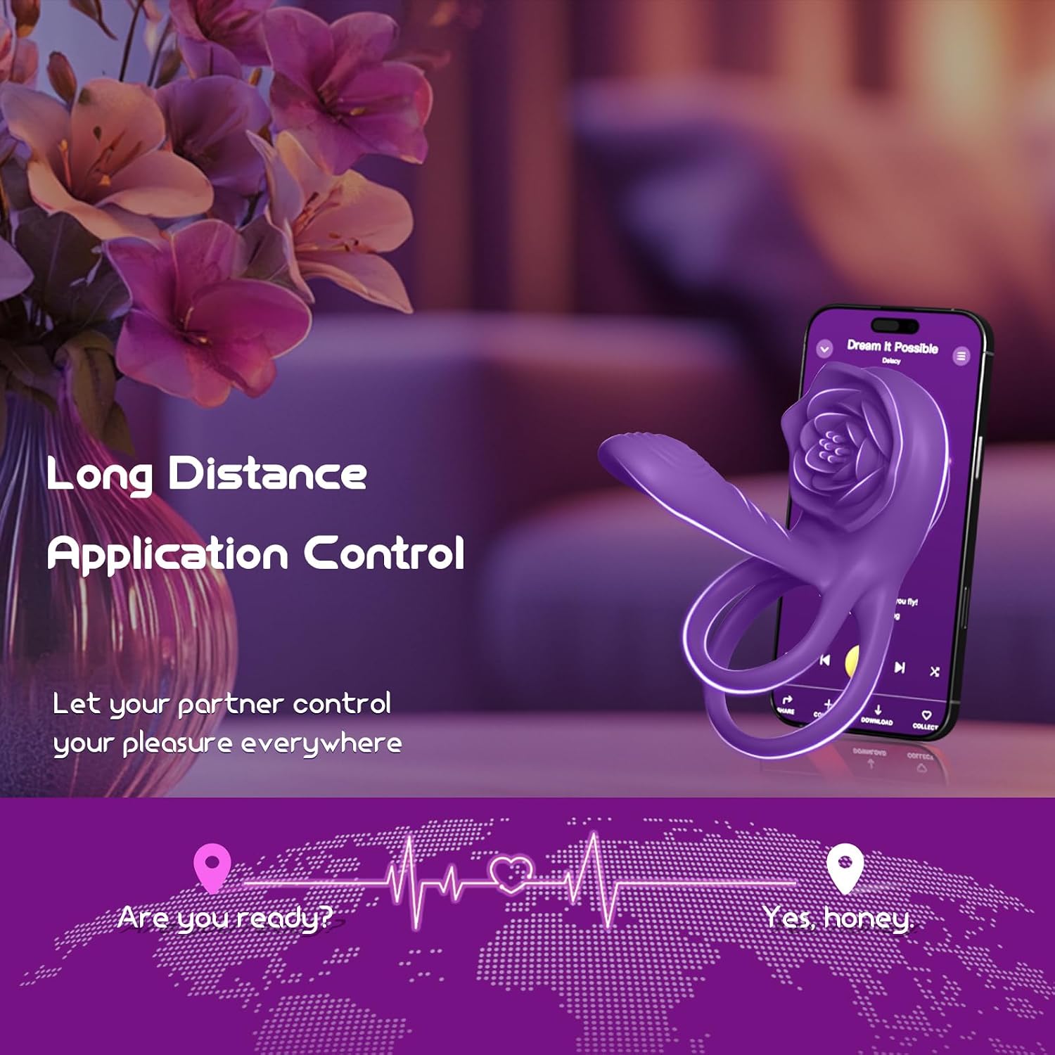 Juguete Sexual Rosa para Hombres y Mujeres - Anillo Vibrador para P...