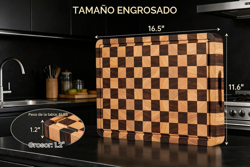 THETCHRY Tabla de cortar para cocina, tabla de cortar a cuadros gru...