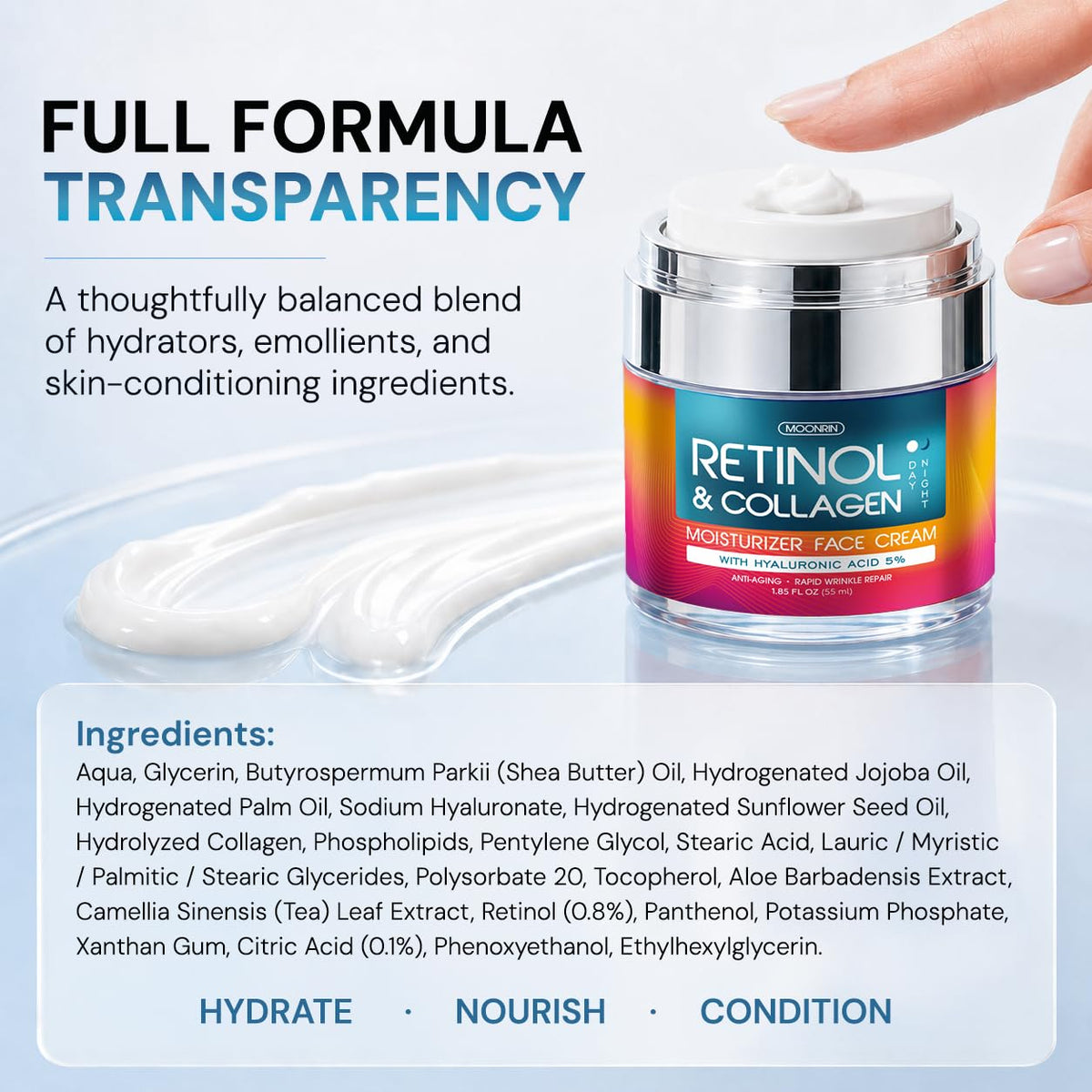 Crema de retinol para cara con ácido hialurónico \u2013 Hidratante...