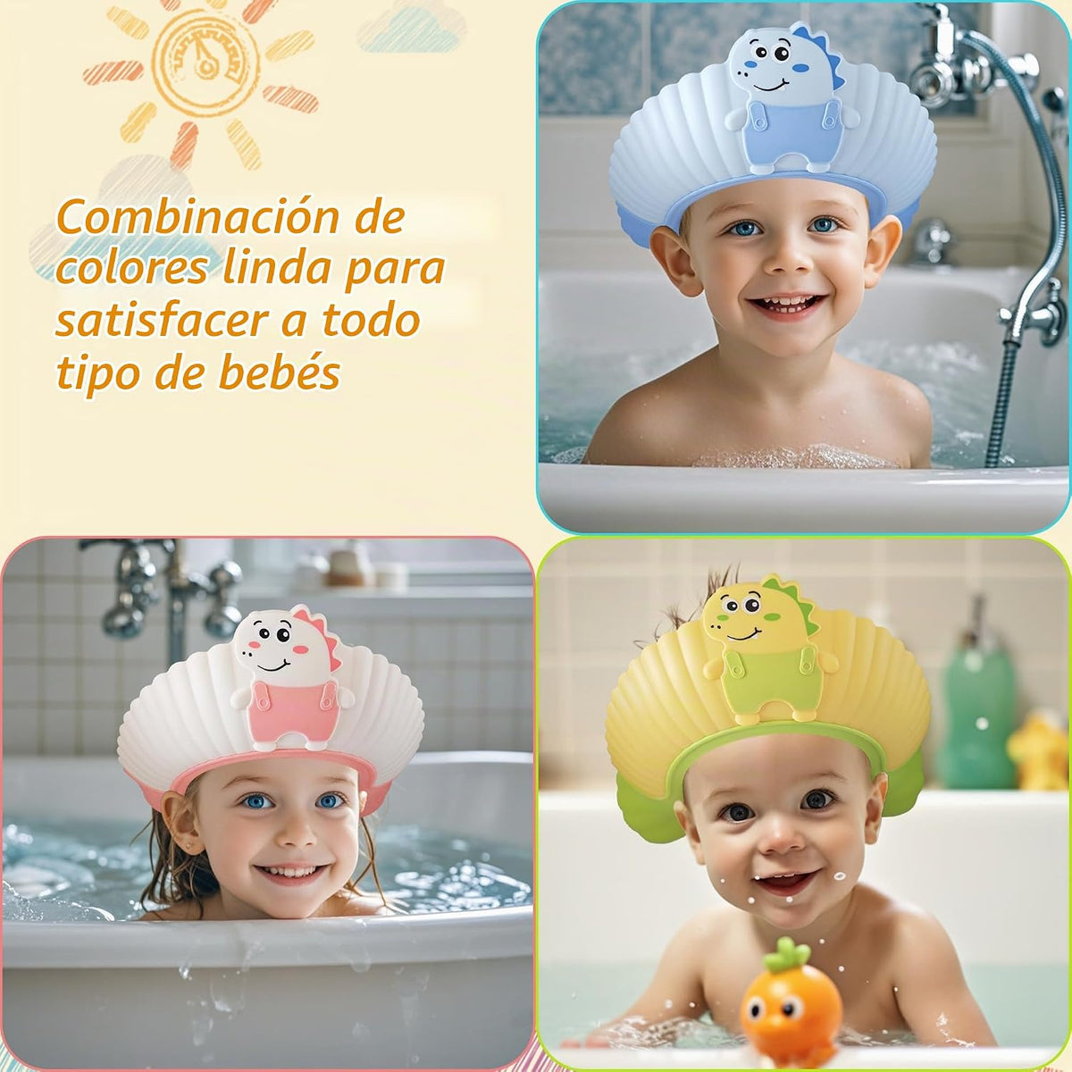 De 0 a 9 años, sombrero de visera para niños, diversión para el bañ...