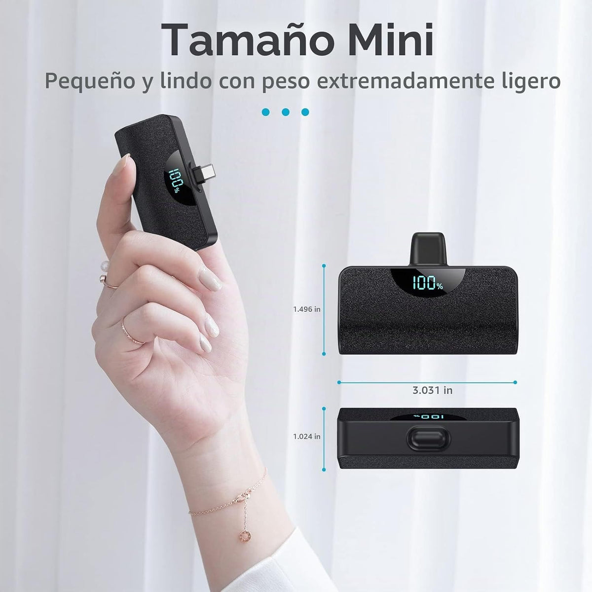 HETP Mini cargador portátil USB C, batería de carga rápida mejorada...