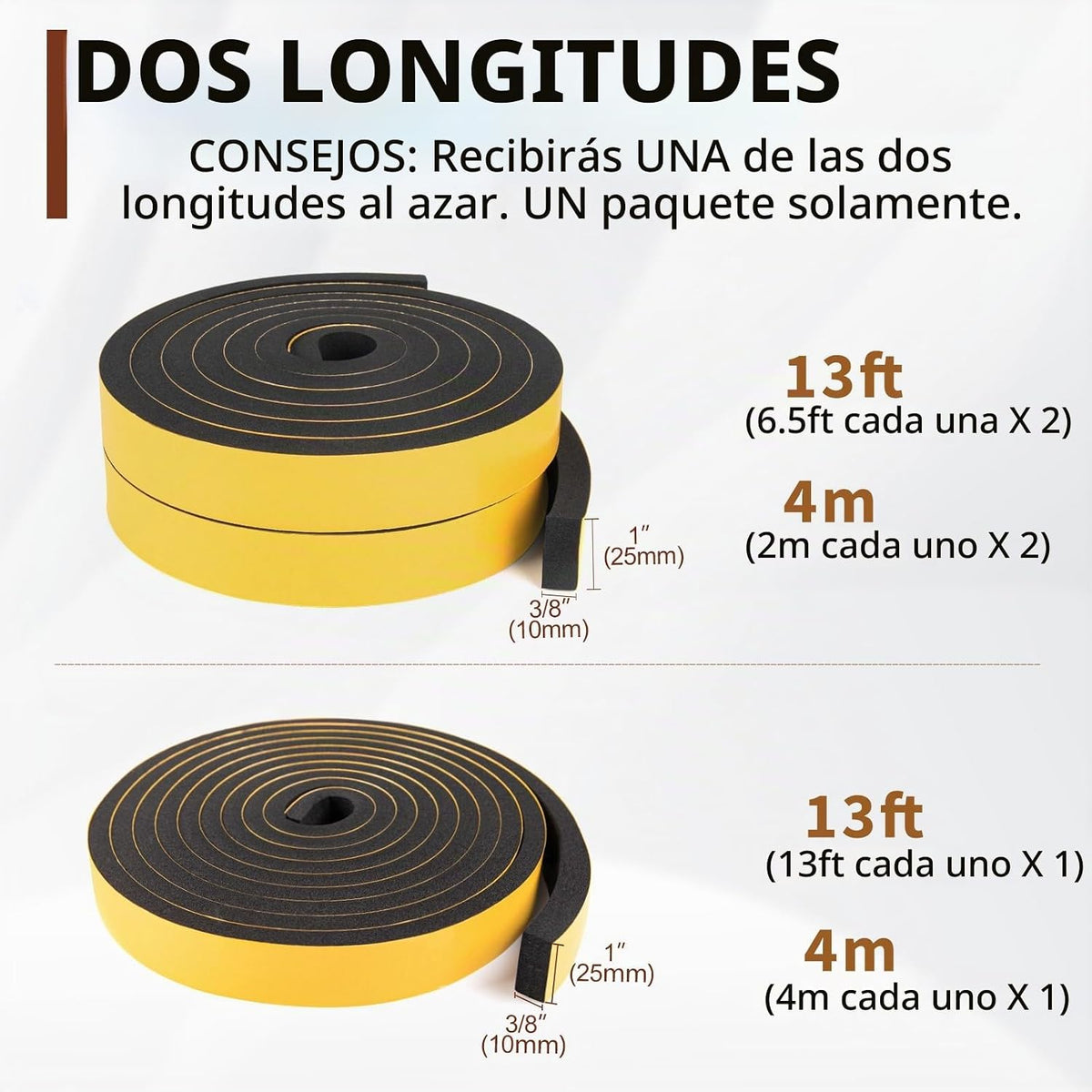 Yotache Tiras de Espuma con Adhesivo 2 Rollos 1" A X 3\/8"...