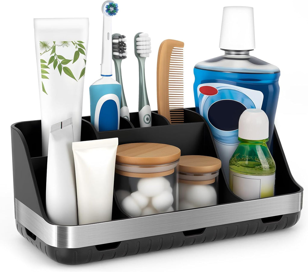 GFWARE Portacepillos de Dientes Negro - Organizador de Baño de 7 Ra...