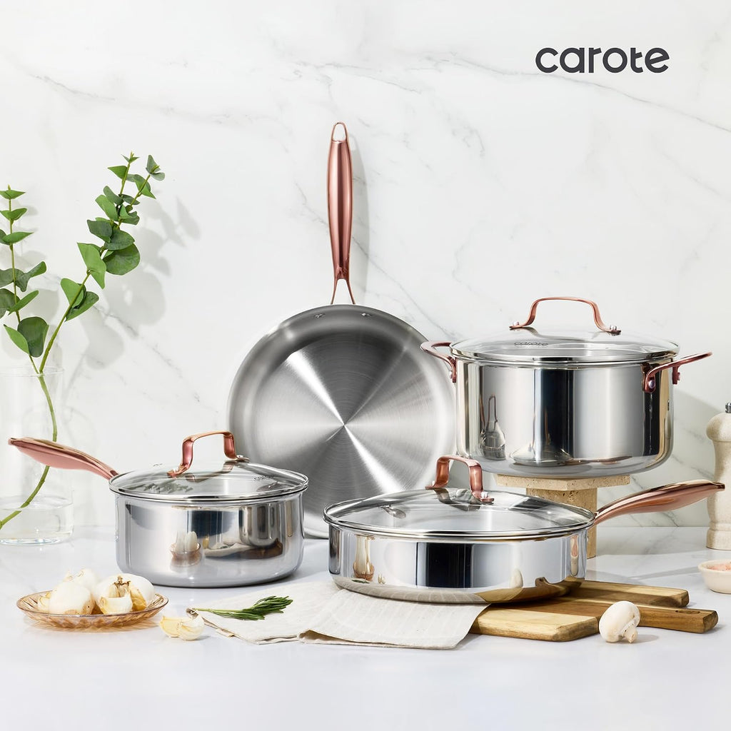 CAROTE Juego de utensilios de cocina de acero inoxidable de tres ca...