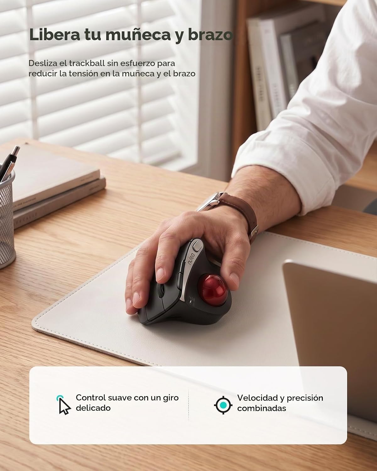 Nulea Ratón inalámbrico M506 Trackball, control ergonómico vertical...