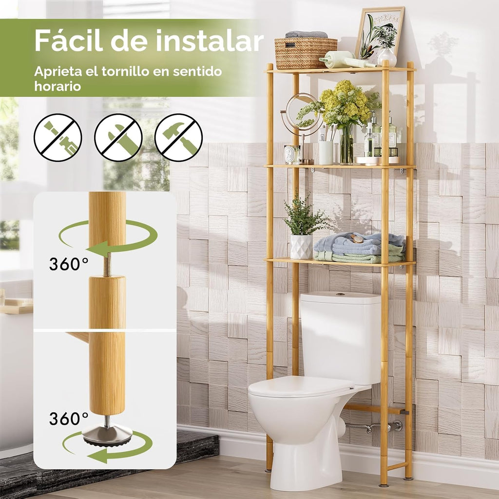 AmazerBath Estante de almacenamiento de bambú sobre el inodoro, est...