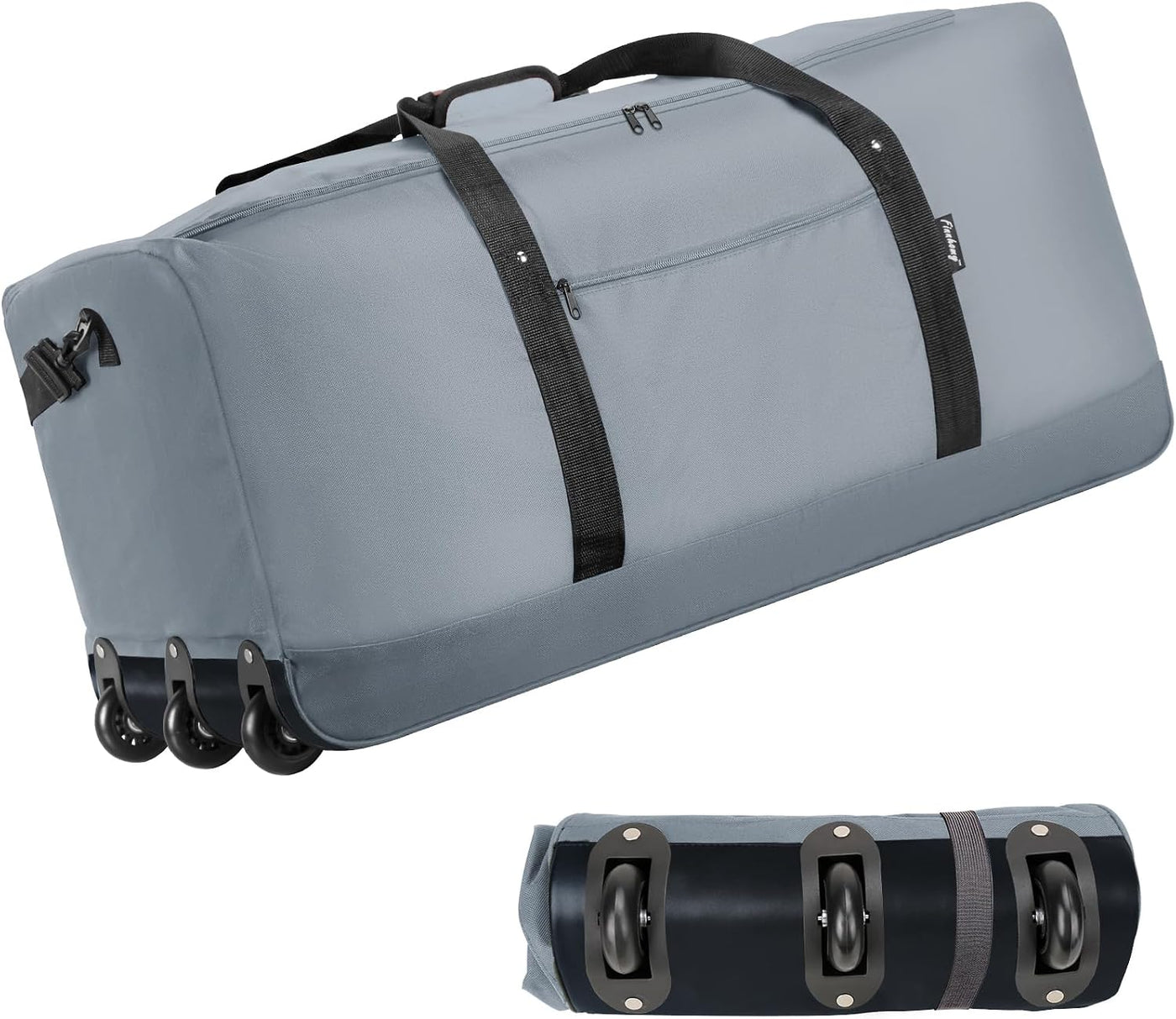 Finnhomy Bolsa de Lona Rodante Plegable de 120L con 3 Ruedas, Bolsa...
